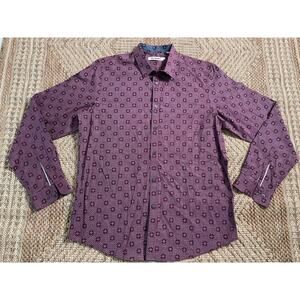 Ben Sherman maroon 100% cotton long sleeve button up Size Large office casual